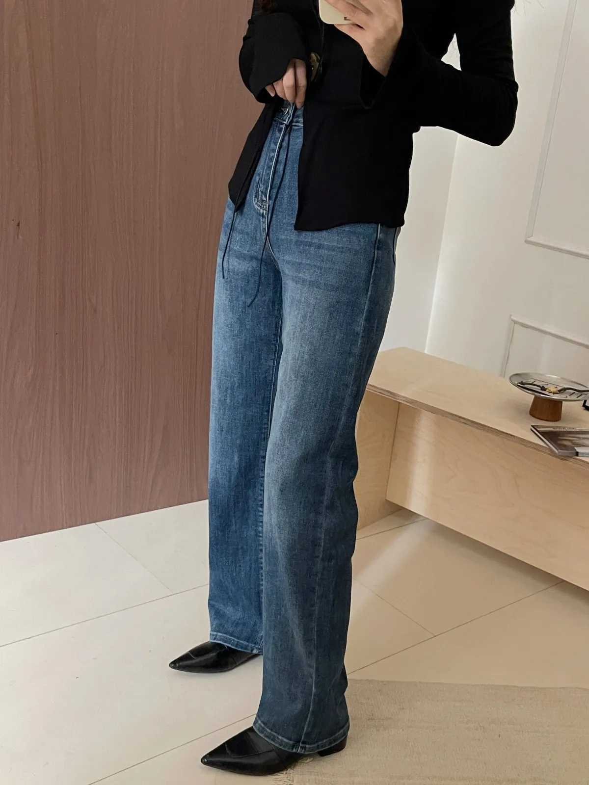 ZHISILAO Vintage Straight Jeans Women Classic Cotton Stretch Blue Full Length Denim Pants Streetwear 2024 Autumn WinterT251013