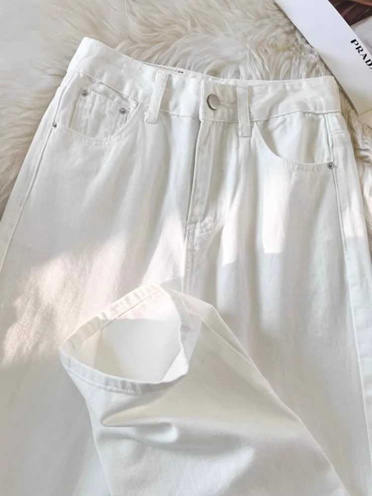 Straight Leg Women Jeans Y2K Style Slim Fit Casual Trousers High Waist Loose Pants Autumn Fashion Trendy White DesignT251013