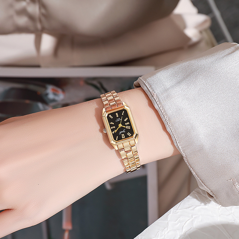 Top Gold Watches Women Elegant Small Square Dial Ladies Quartz Watch Simple Fashion Female Clock zegarek damski250904