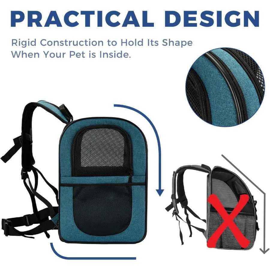 Ventilated Dog Cat Carrier Backpack for Pets Weighing 418lb with Padded Back Support and Breathable Mesh Design Ideal for Hikin C251013