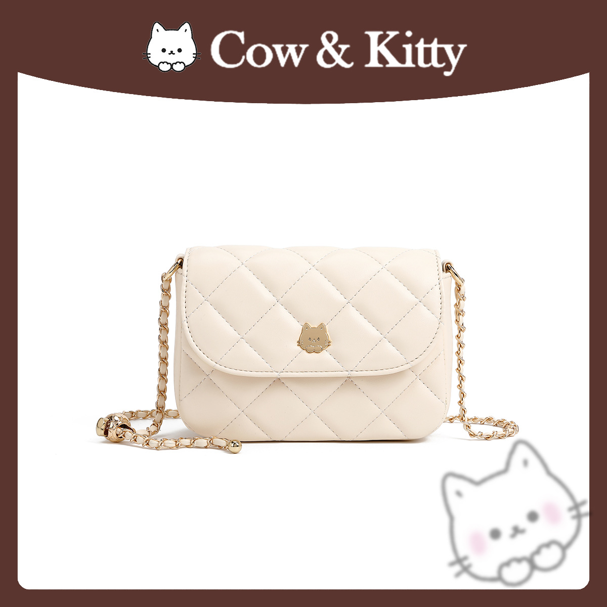 Cow & Kitty designer bag free shipping 2025 new diamond Lattice cross body bag fashionable and versatile light luxury chain small square bag for woman