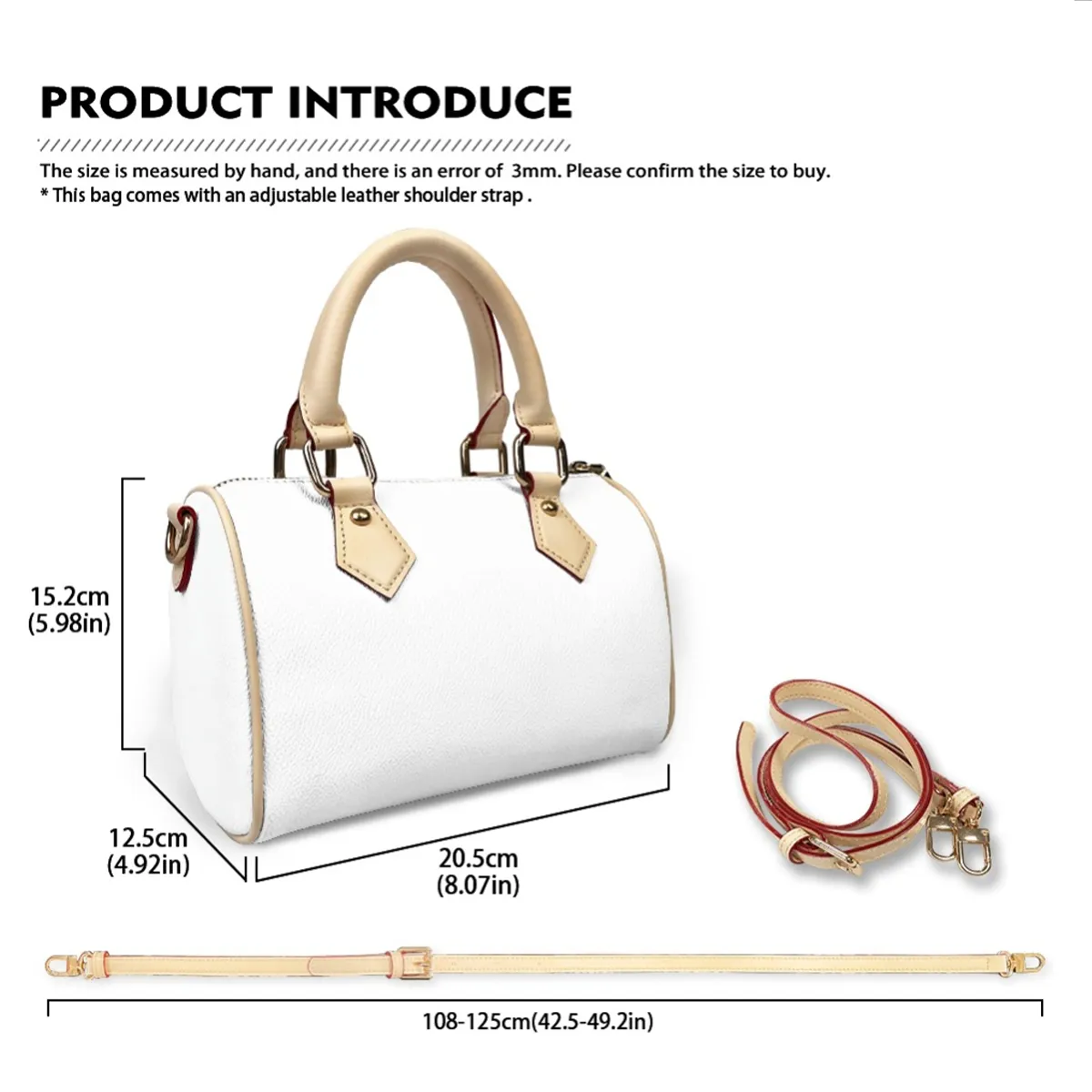 DHgatepod Classic Barrel-shaped PU Leather Handbag | Adjustable Strap Top Handle Tote | Structured Wide Bottom Purse for Women