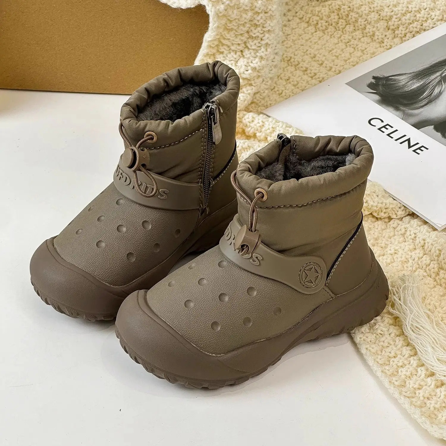 Kids Ankle Boots Plush Comfortable Children Warm Boots Toes Capped Soild Color Winter Boys Girls Fashion Boots Trendy 251017