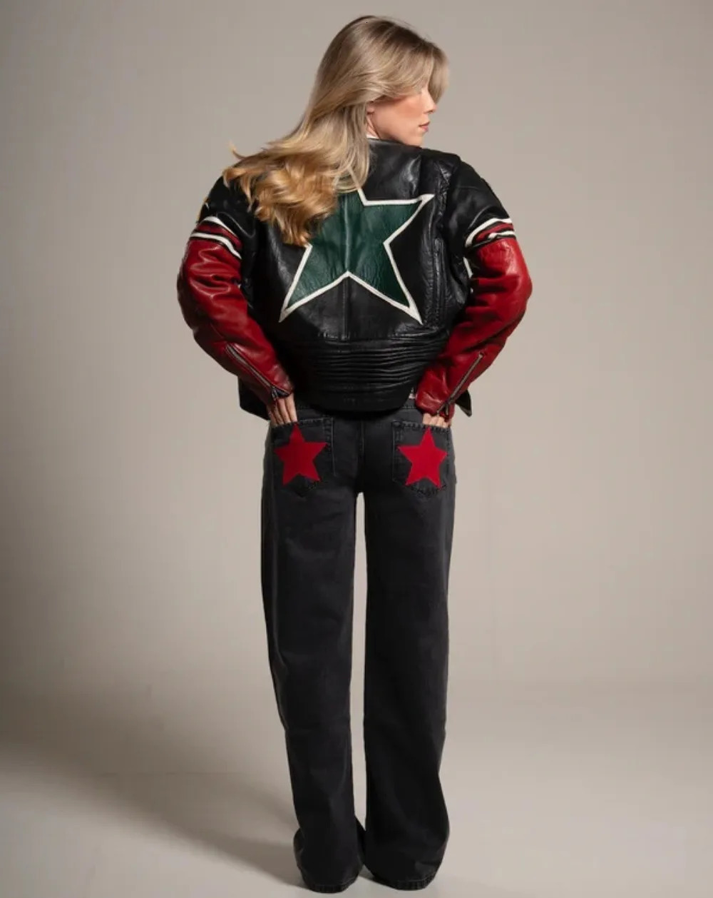 Vintage FivePointed Star Print High Waited Jeans Woman Street Harajuku Baggy Jeans Women Clothing Casual Straight Denim Pants 251010