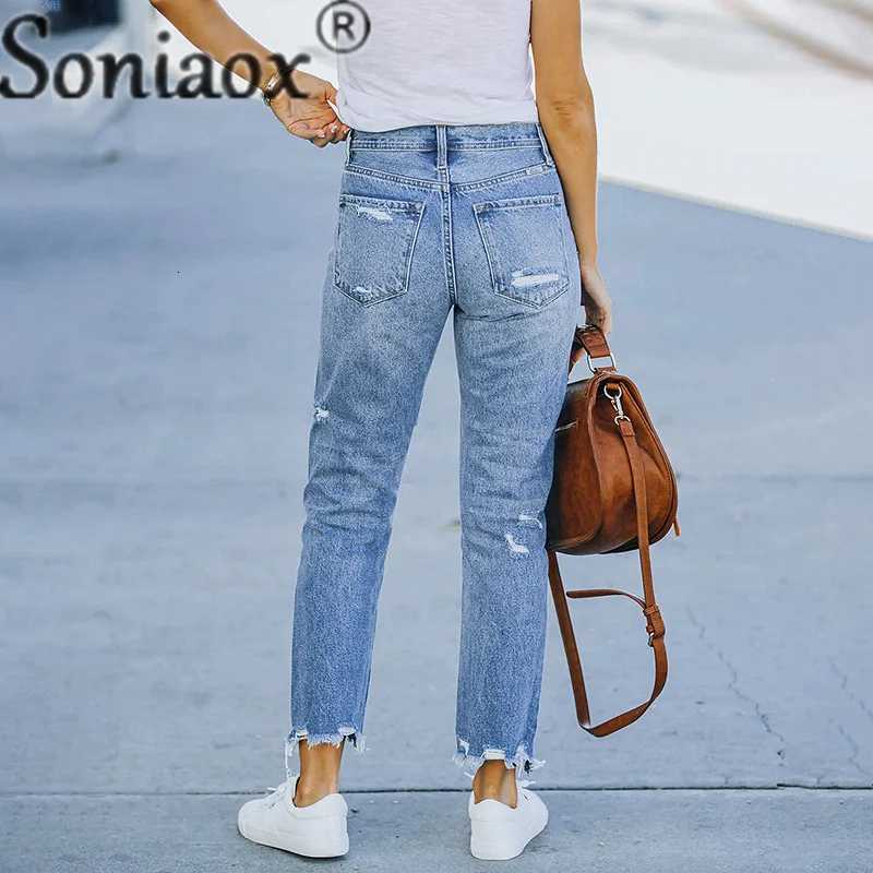 Fashion Broken Holes Tassel Pencil Jeans Womens Stretch Slim Fit Trousers Female Sweet Style Street Casual Commuter Denim PantsT251013