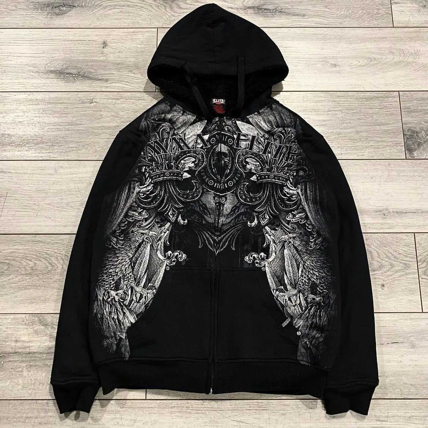TAP OUT Vintage Y2K Streetwear Zip Up Hoodie Men Women Oversized Skull Print Hip Hop Casual Pullover Sweatshirt UnisexXJ251013