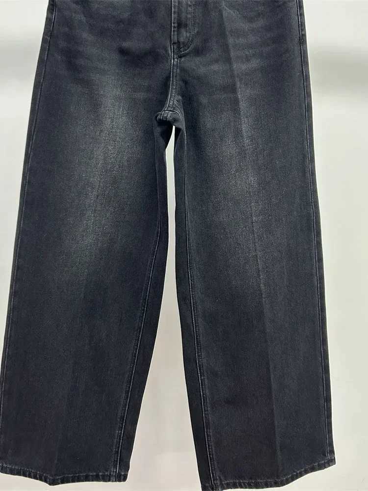 Women Denim Long Pants Zipper Solid Color Versatile High Waist Lady Wide Leg Jeans Spring Summer 2025T251013