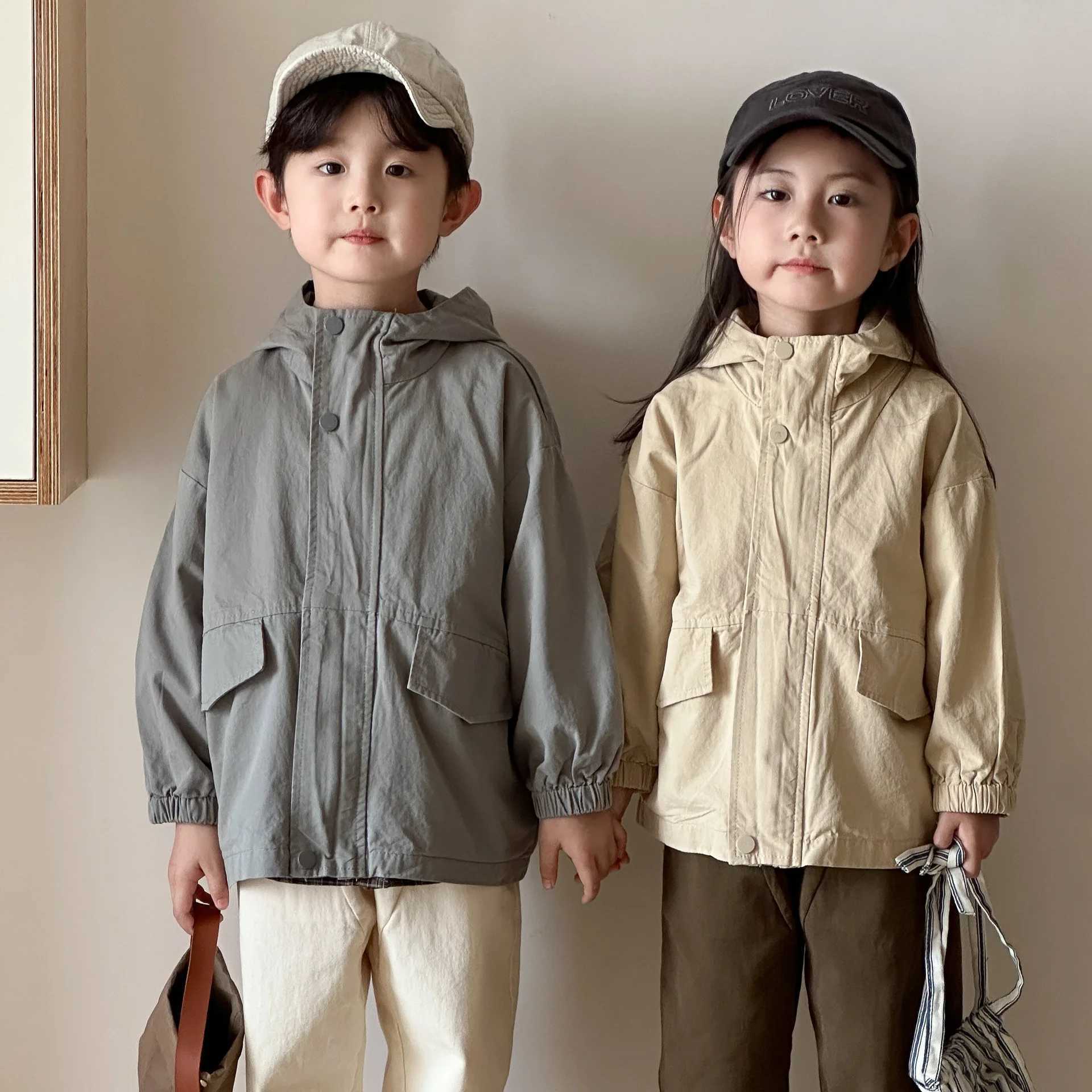 2025 Autumn Toddler Boys Coats Solid Color Loose Baby Boys Hooded Jacket Zipper Long Sleeves Outdoor Kids Baby Boys Outerwear C251013