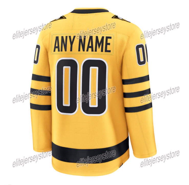 Personalized Custom Sidney Crosby 2025 Third Gold Jerseys Evgeni Malkin Erik Karlsson Kevin Hayes Kris Letang Tristan Jarry LEMIEUX Rakell Justin Braz