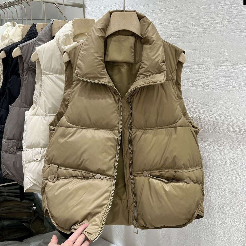 Spring And Autumn Stand Collar Petite Versatile Fashion Trendy Design Vest Cotton Jacket Coat Trend B5