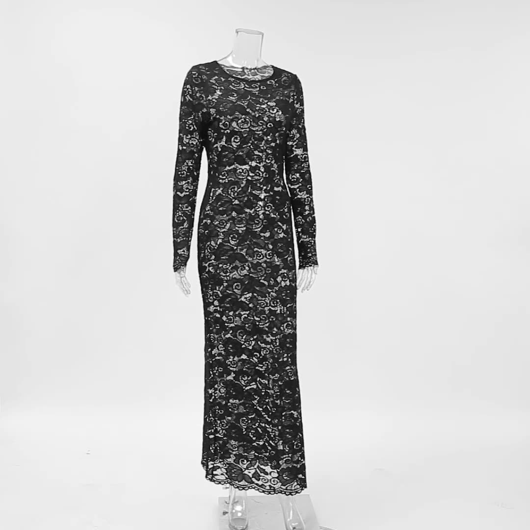 FD126 Autumn European and American round neck hip dress for women