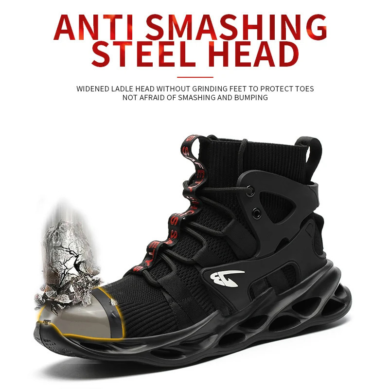 Fashionable breathable antismash and antipuncture safety shoes 251009