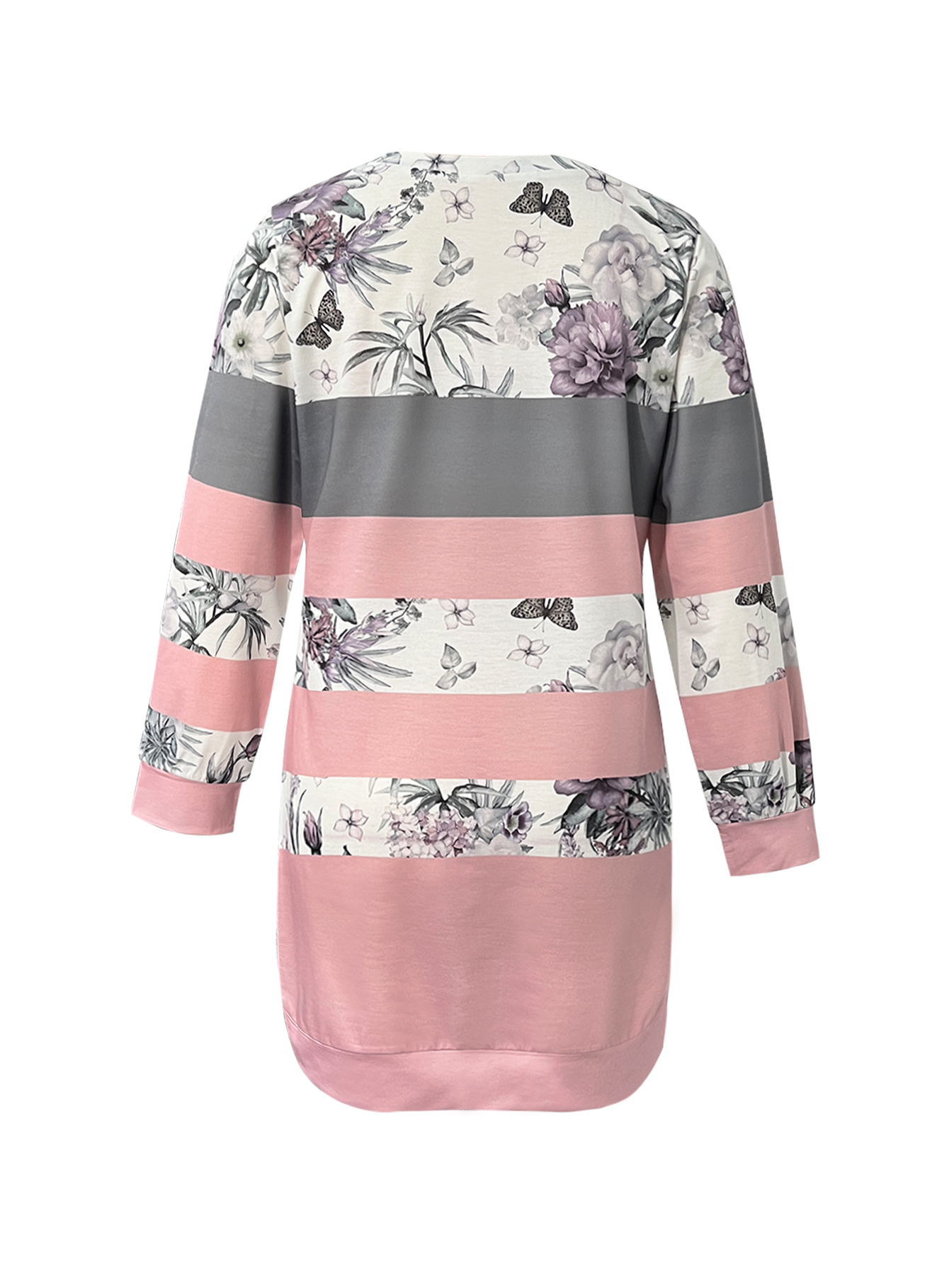 Women's Autumn Winter Floral Printed Sweatshirt Dress - Mom - Style Elegant Office & Casual Pink Dress-CF43402