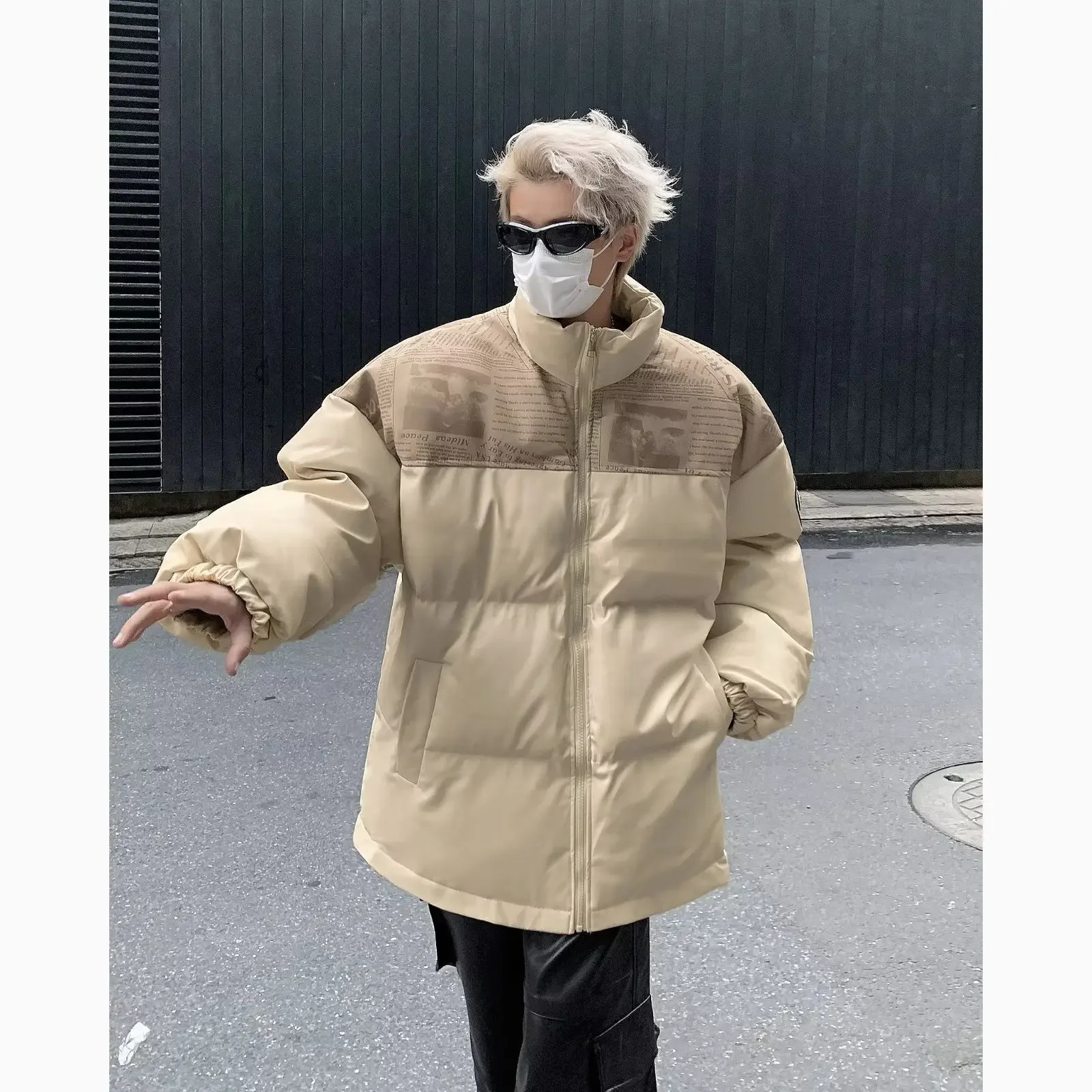 Fashionable Cotton Jacket Mens Spring Street Style Trendy Stand Collar Couples Outerwear Casual Loose Fit 251011