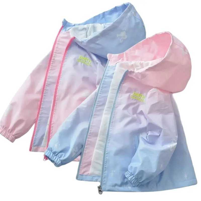 Korean Fashion Jacket For girls Teenager Casual Gradient Hooded Coat Boys Blazer Spring Autumn Windproof Sweet Coats Windbreaker C251013