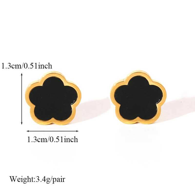 GANEMLY 316L StainlESS Steel Black Five Flower Stud Earrings For Women New TrenDY Waterproof Ear Jewelry Girls Gift entry luxW251013