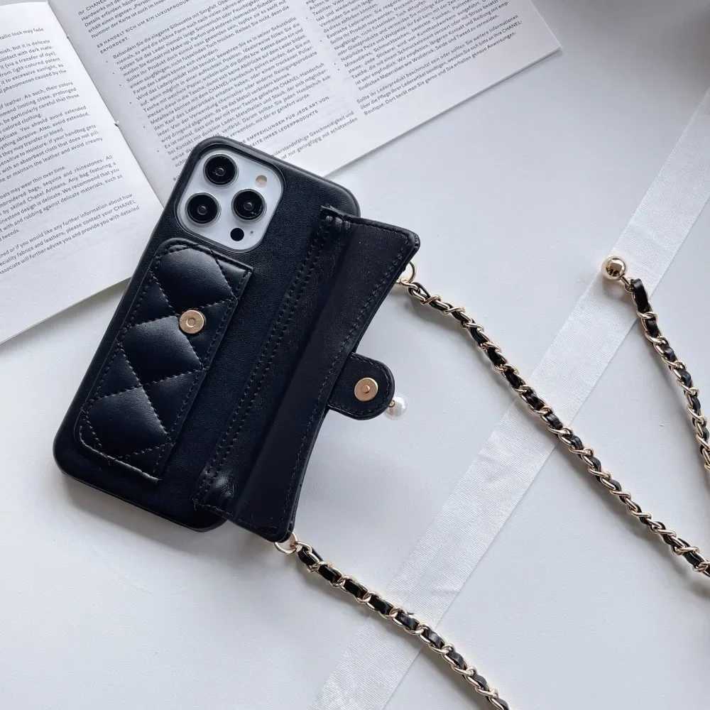 Camellia Leather Cover For iPhone 16 15 14 13 12 11 Pro Max Card Slot Holder Wallet Adjustable Lanyard Crossbody Phone Case J251202