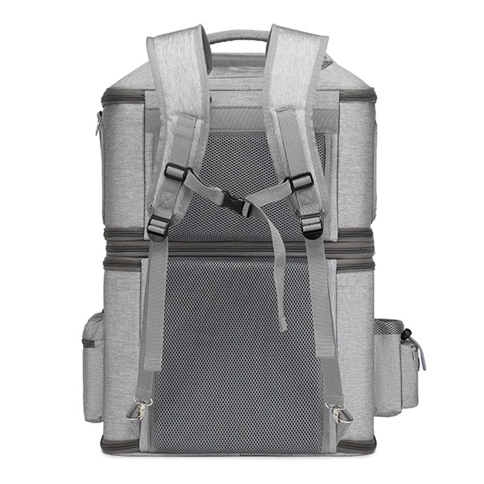 Double Layer Pet Backpack Oxford Cloth Portable Large Capacity Carrier Bag Can Accommodate Two Cat Outdoor Travel Cat Bag C251013
