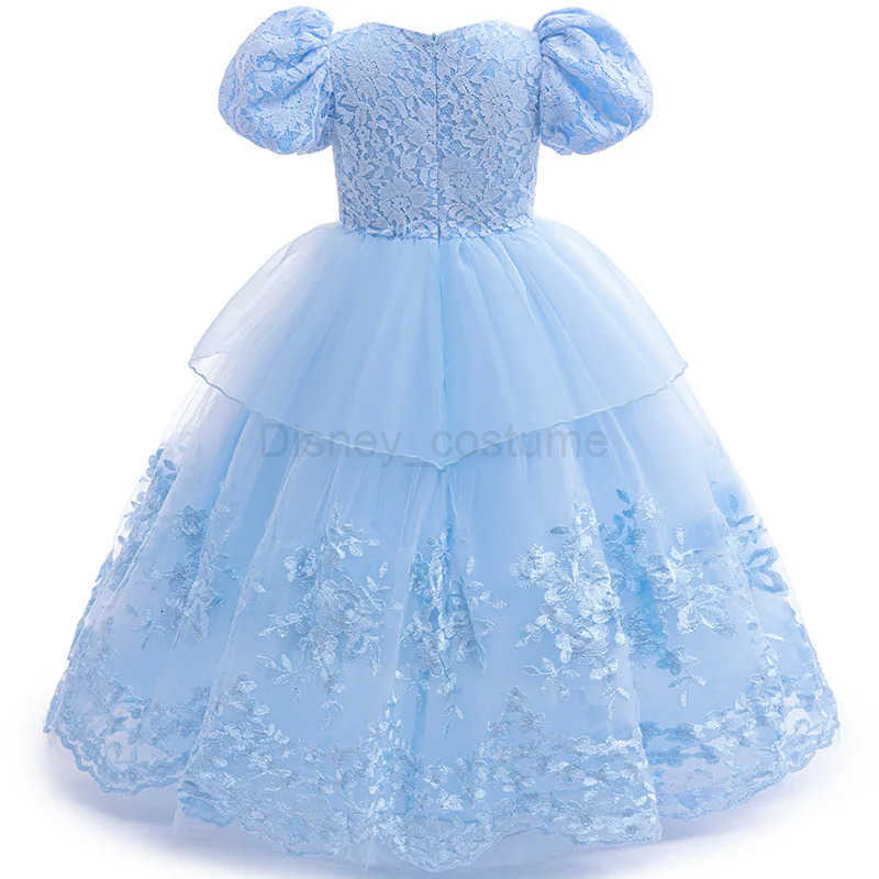 Disney 2025 New Cinderella Role Playing Dress Lace Blue Princess Dress Girls Carnival Halloween Birthday Party DressAccessories H251013