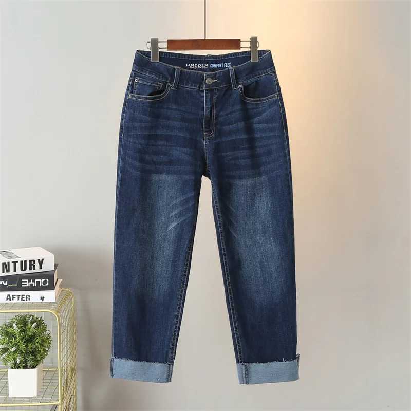 2024 Large Size Jeans Womens AnkleLength Pants Spring Summer Stretch Denim Straight Pants Crimping Casual Pants Plus Size 7xlT251013