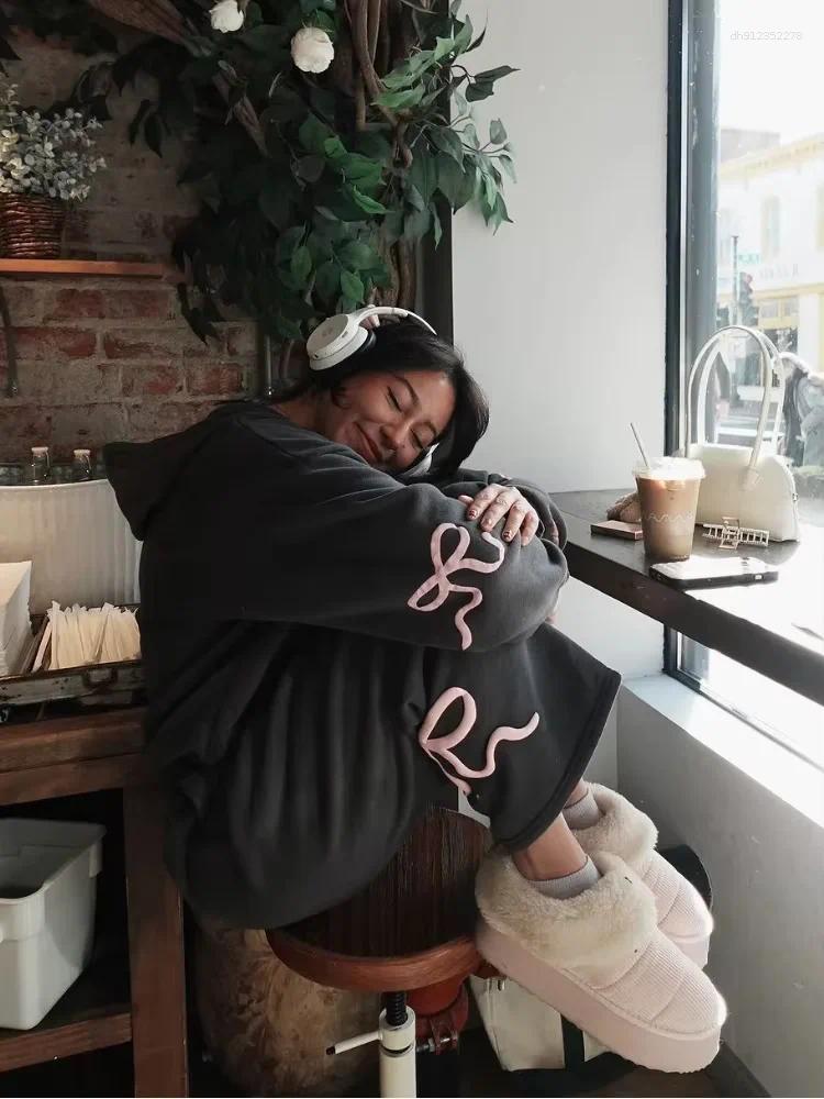 Women's Hoodies Womens Pant Set Sweatsuits Oversized Hoodie Pullover Bow Print Jogger Tracksuit Suits Sweatpants Spring Fashion Lady Outfits