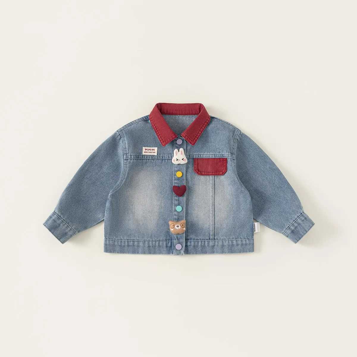 Spring Autumn Children Jackets 110Y Girls Patchwork Cartoon Letter Button Coats Korean Tops Toddler Outerwear For Kids Clothing C251013