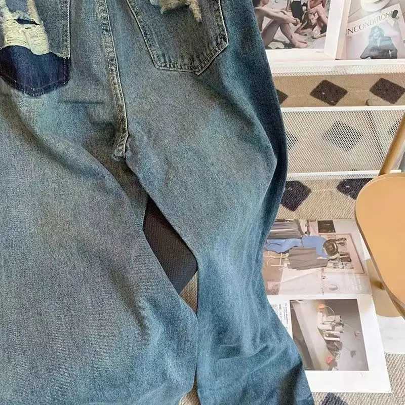 Trendy Loose Fit Women Jeans Casual Comfort Stretch High Waist Wide Leg Trousers Vintage Distressed Denim Pants For LadyT251013