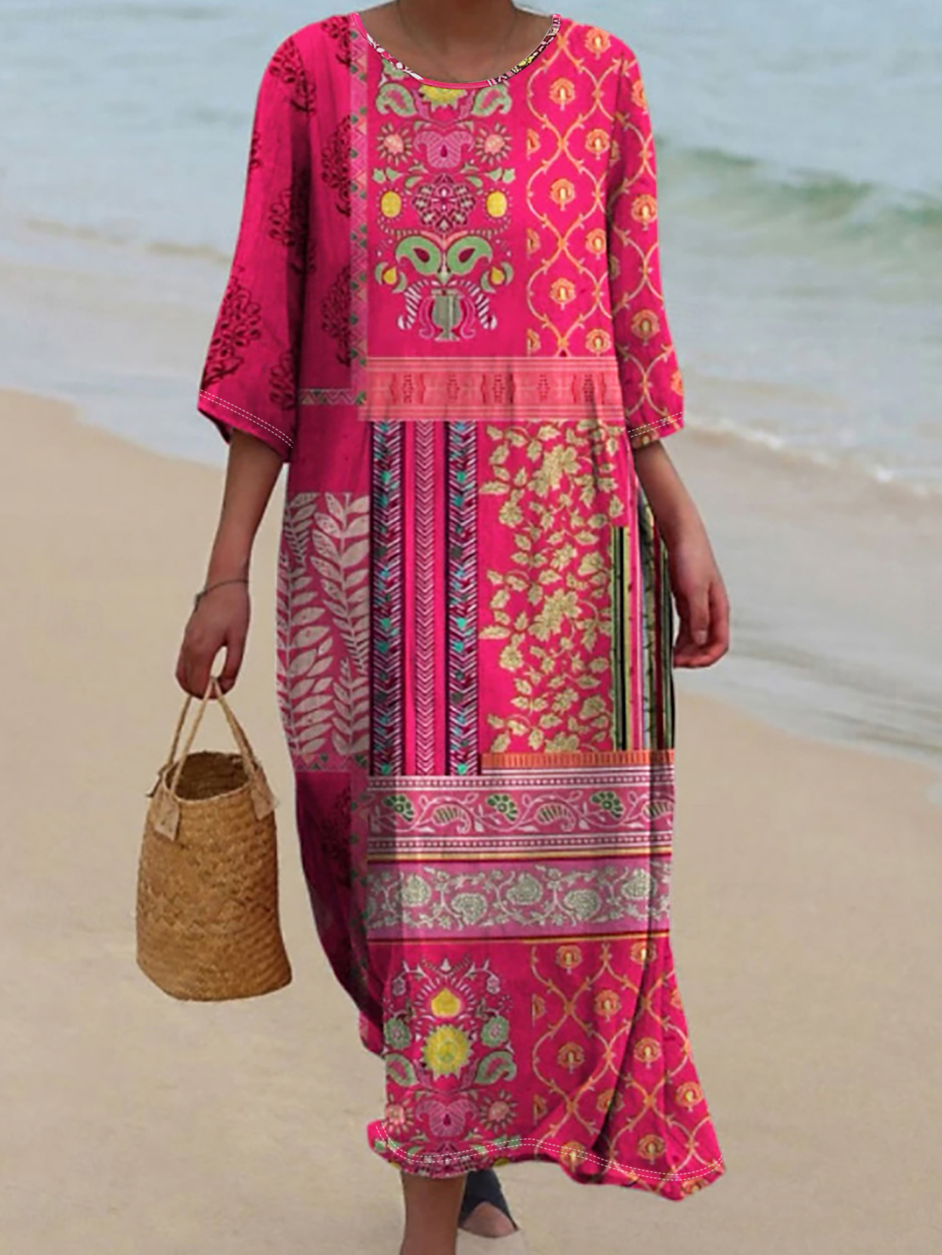 Women's Summer New Floral Printed Maxi Dress - Fashionable Beach & Vacation Casual Dress-CF51083