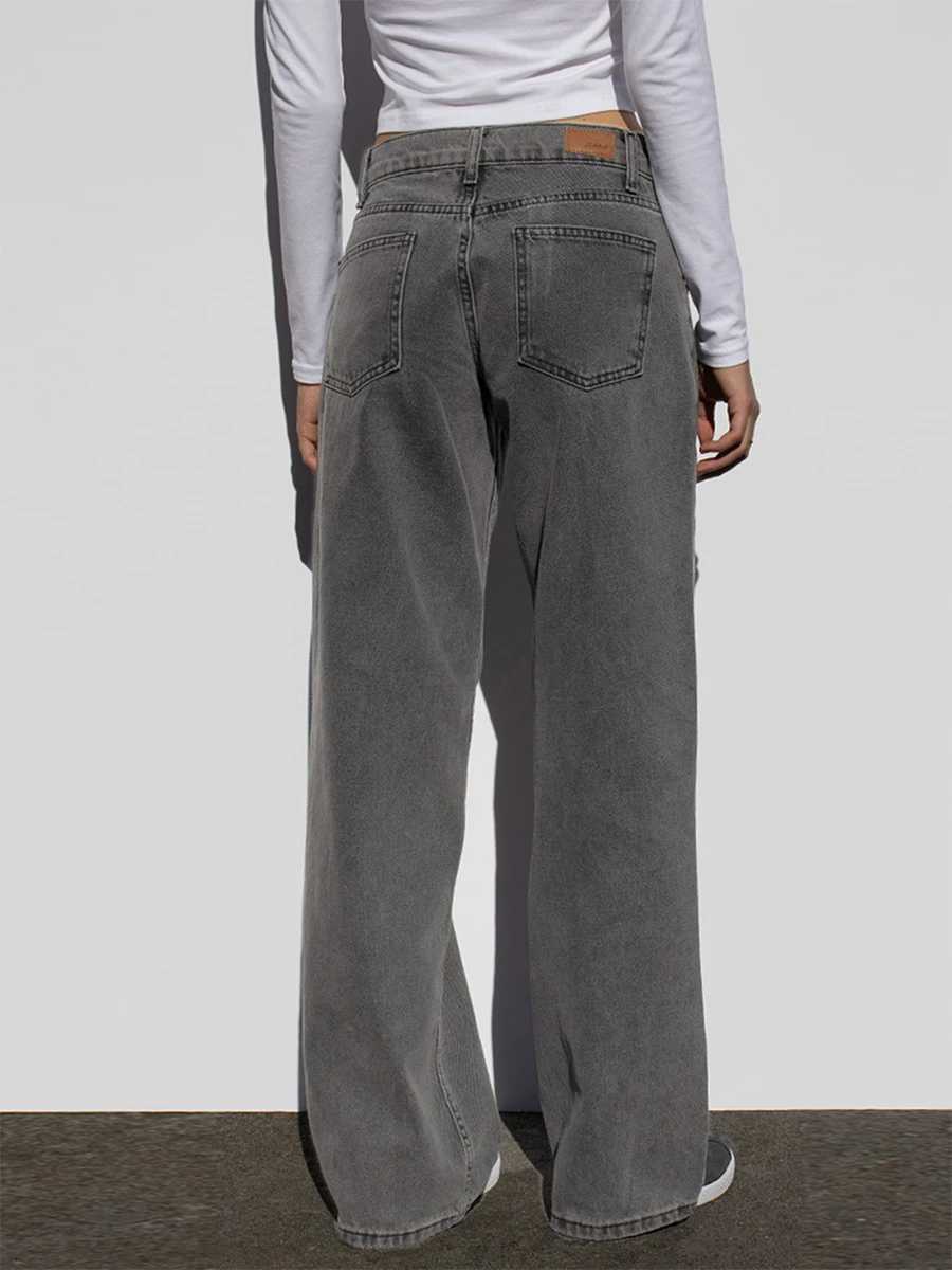 Y2K Womens Spring Summer Denim Pants Low Waist Straight Leg Trousers with Multi Pockets Harajuku Jeans StreetwearT251013