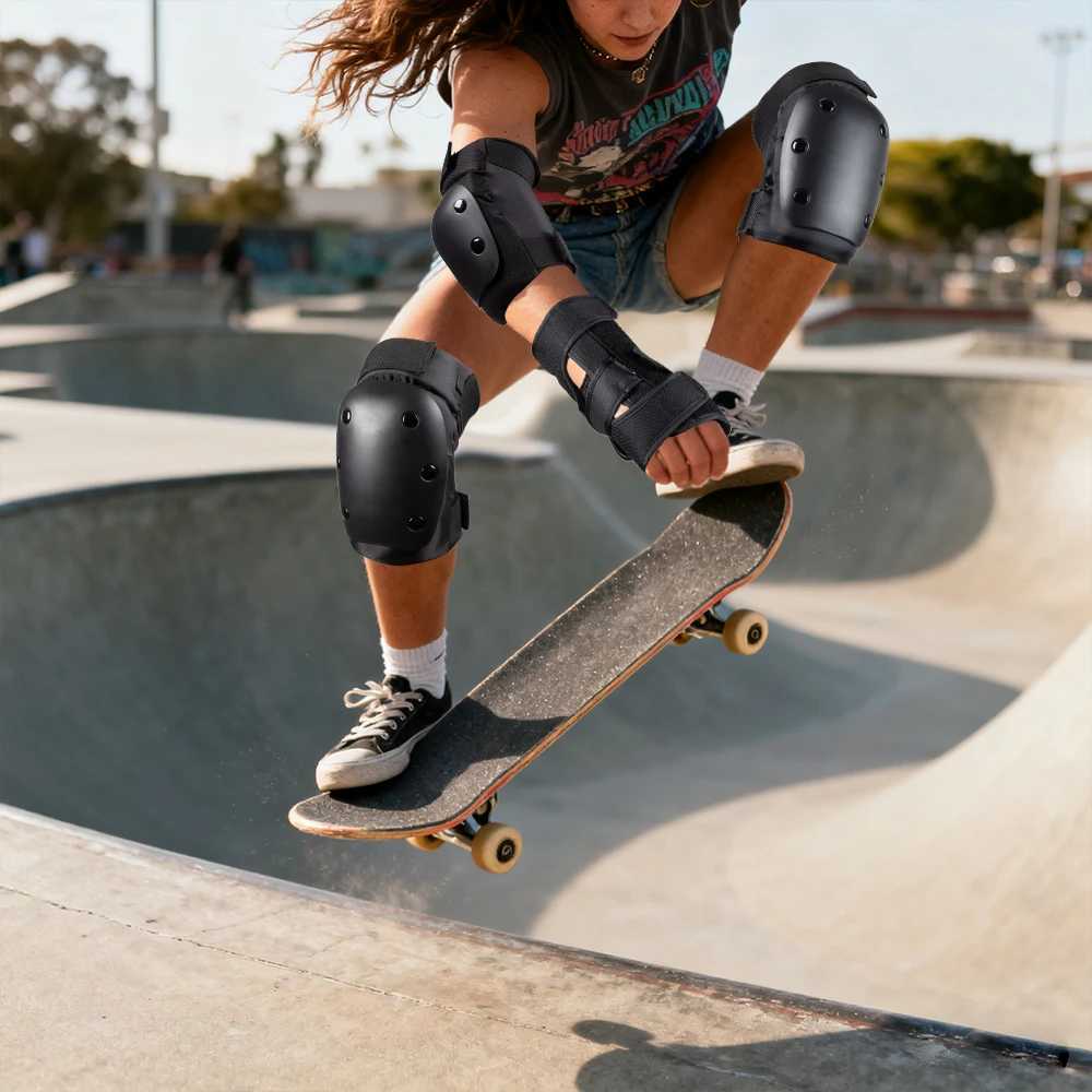 Adult Youth Bike Knee Elbow Pads with Wrist Guards Protective Gear Set for BikingCycling Multi Sports Scooter Skateboard C251013