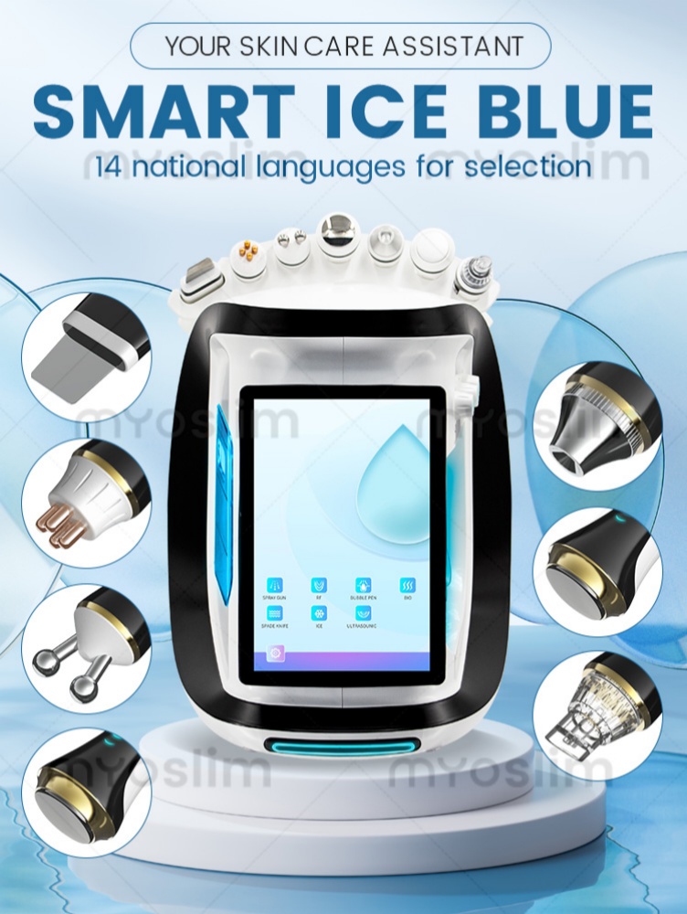 Water Hydra Dermabrasion Machine Oxygen Ice Blue Smart Jet Aqua Peeling Small Bubble Microcurrents For Facial Cleansing Device