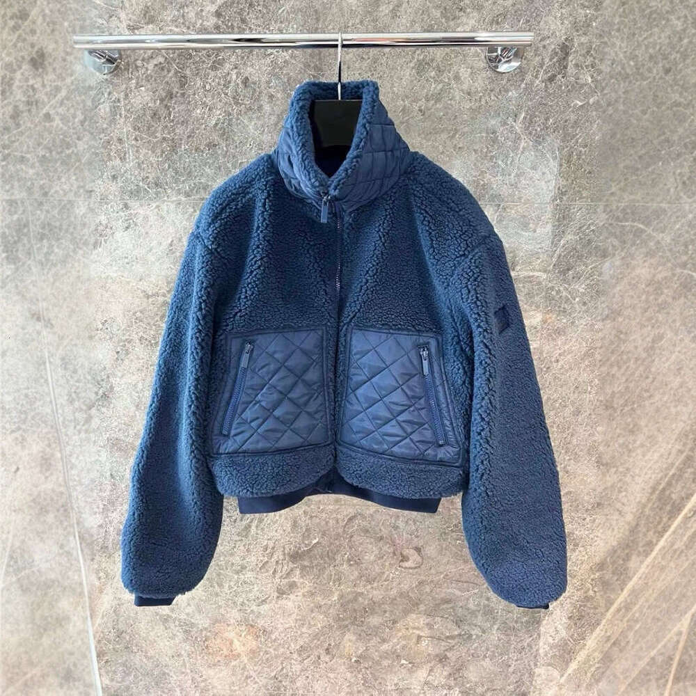 Autumn Winter Brown Lamb Wool Hooded Short Coat Thickened Warm Sports Casual Stand Collar Zipper Jacket Top B5