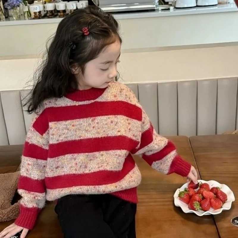 Girls Thickened Winter Sweater Coat 2025 New Style Childrens Knitwear Long Sleeve Top Christmas Baby C251013