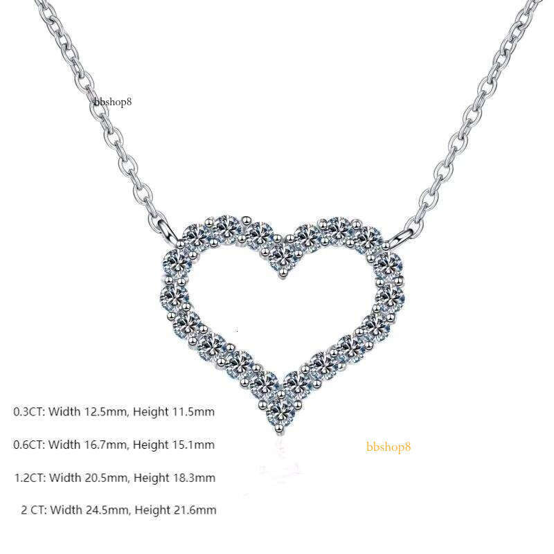 Heart-shaped Moissanite Pendant Necklace Women, Pure Sier VVS D Color Fine Jewelry Gift for Weddings and Parties