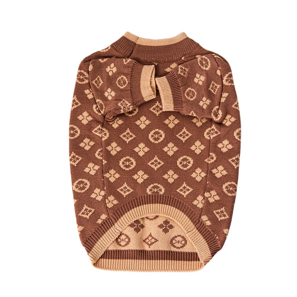 Luxury Pet Clothes Dog Sweater for Small Medium Dogs Soft Warm Winter Classic Floral Pattern Puppy Clothes Cute Christmas Coat for Puppies, Cats, Girl