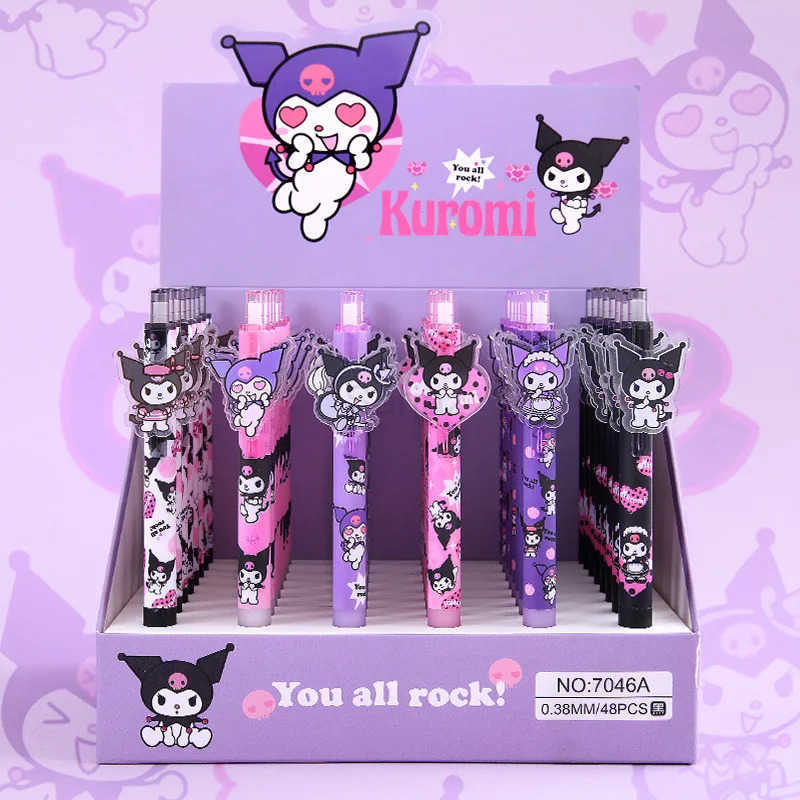 Sanrio 6PcsSet Sanrio Hello Kitty Kuromi Cinnamoroll 05mm Gel Pens Kawaii Black Pen School Student 0ffice Stationery Supplies Gift L251013