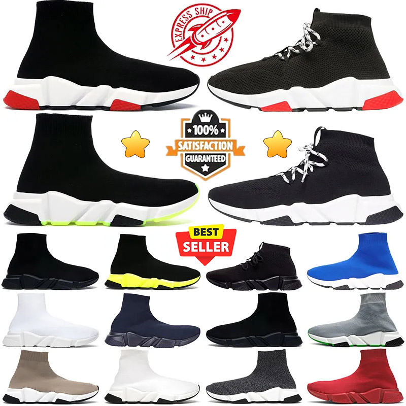 Designer Casual Sock Shoes Paris Men Women Platform Hommes Mesh ComfortSole Breathable Trainer Black Glitter Knitted Triple Sneaker Walking Size 36-47