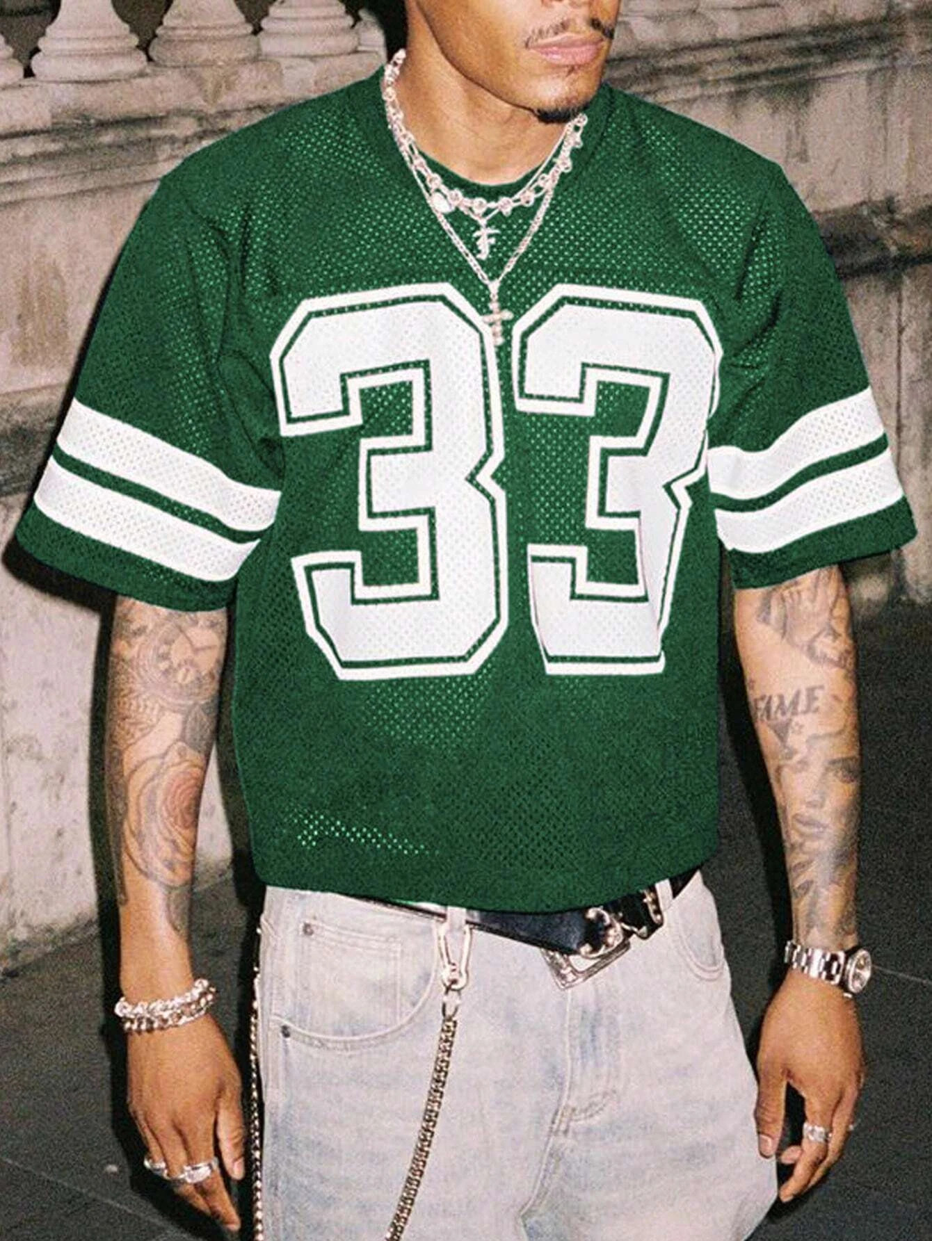 Summer MenS Mesh Sports Jersey TShirt Round Neck Loose Fashionable Street Wear HipHop Style Short Sleeved Casual Top 251008