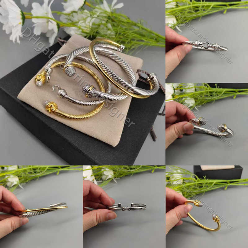 bracelets bangle jewelry woman cuff bracelet Cable Round Head Color Separation Bracelet Buckle 925 Sterling Silver 18k Gold Plated accessories Christmas gift