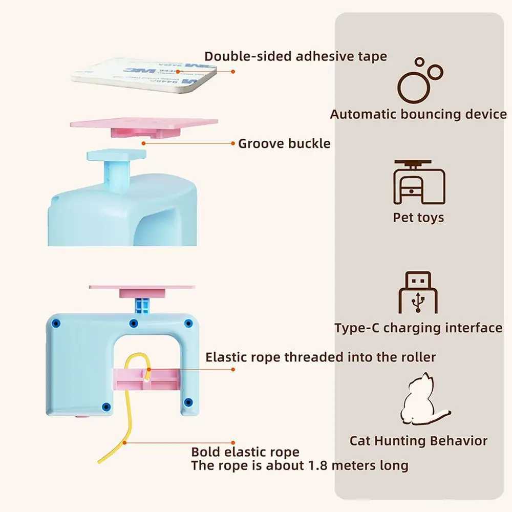 Electric Interactive Cat Teasing Stick Toy Elastic Rope Automatic Flying Bird Cat Toy Pet Stress Toys For Cats C251013