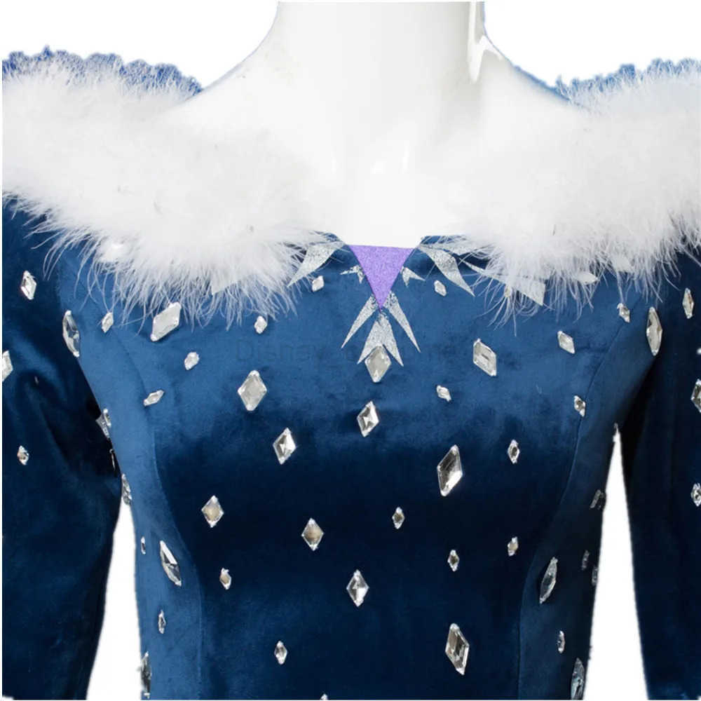 Disney Frozen Snow Elsa Princess Dress Women Perform Cute Game Clothing Female Cosplay Clothes Velvet Dress Halloween Costume H251013