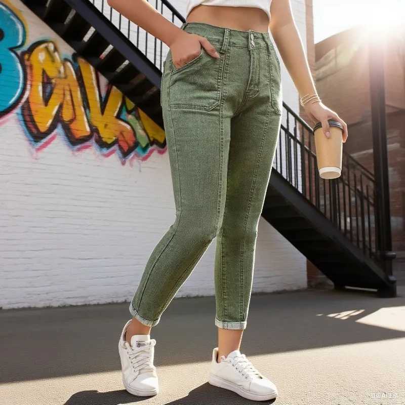 Straight Tube Ladies Jeans Slim Fit High Waist Stretch Denim Pants for Women Comfortable Tummy Control high quality clothingT251013