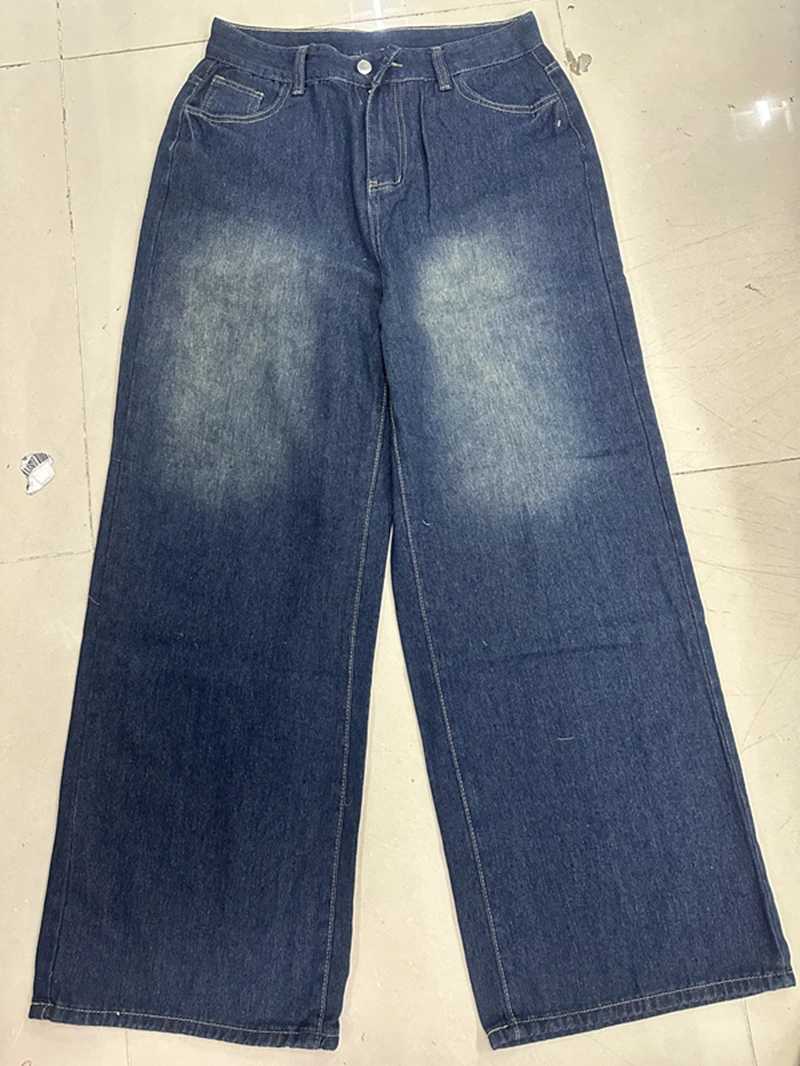 Harajuku Retro Geometric Stripes Fashionable Washing Jeans Women American New Street Punk Goth Casual Style Straight PantsT251013