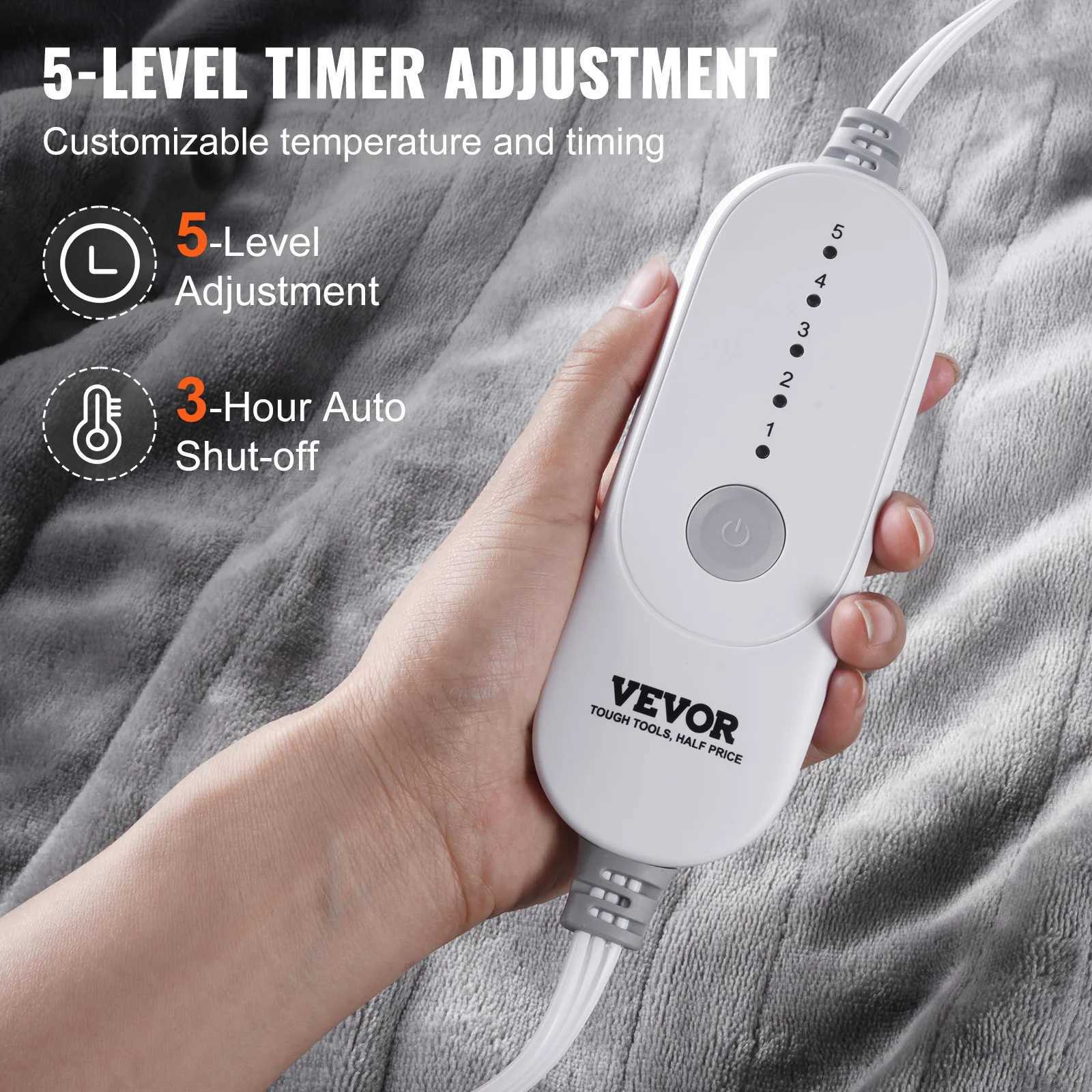 VEVOR Heated Blanket Electric Throw 4 Sizes Soft Flannel Sherpa Heating Blanket with 3 Hours Timer Autooff 5 Heating Lls H251013