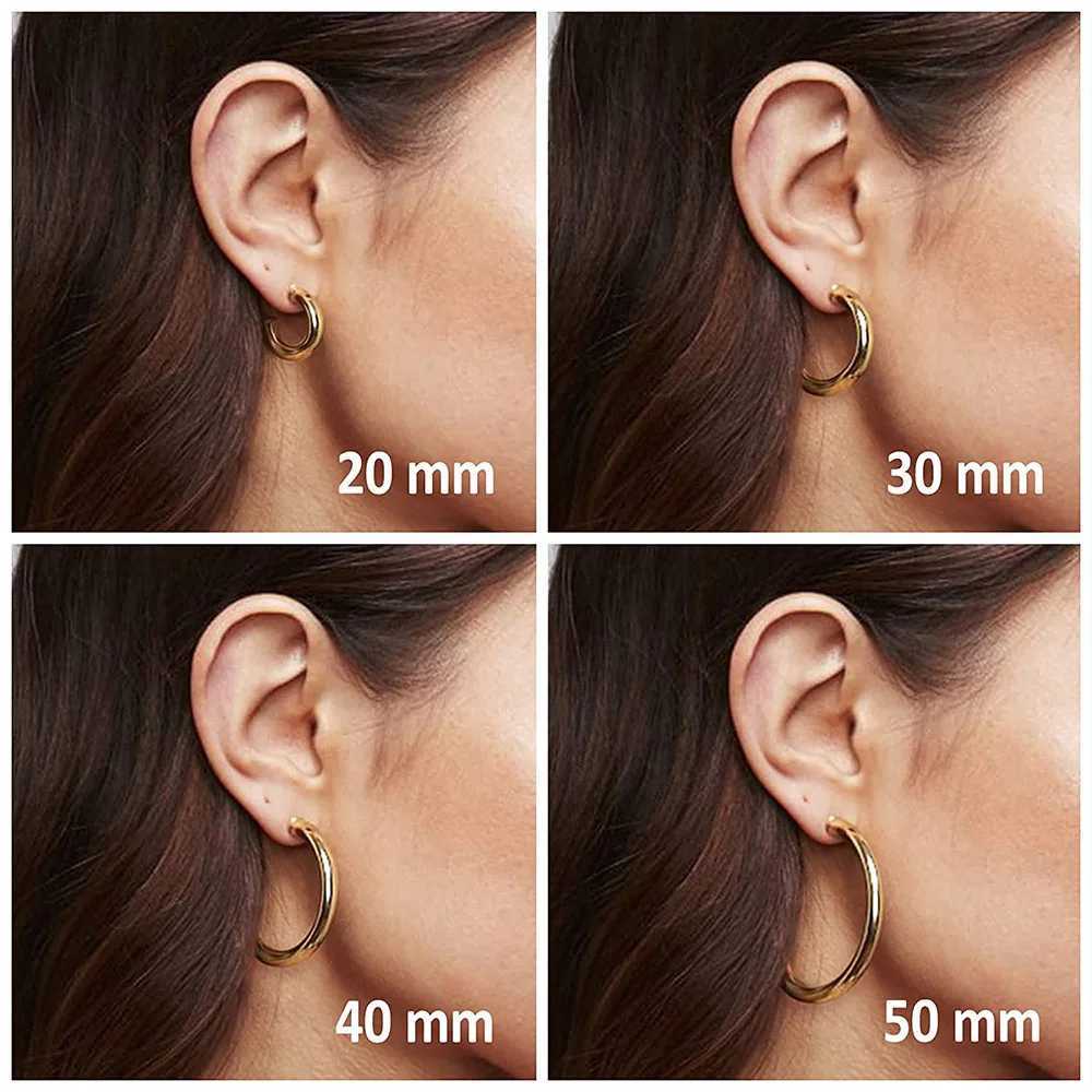Minimalist C Shaped Piercing Round Circle Hoop Earrings for Women Gold Color Chunky Lobe Earings INS Ear Pierced Chic Jewelry W251013