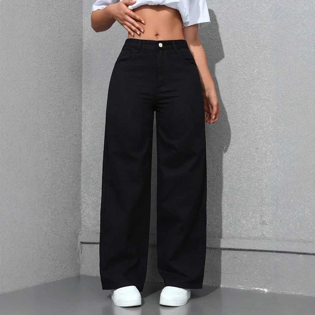 Denim Wide Leg Pants Women Streetwear Jeans Washed Distressed High Waist Straight Trousers Female Vintage Basics Floor LengthT251013