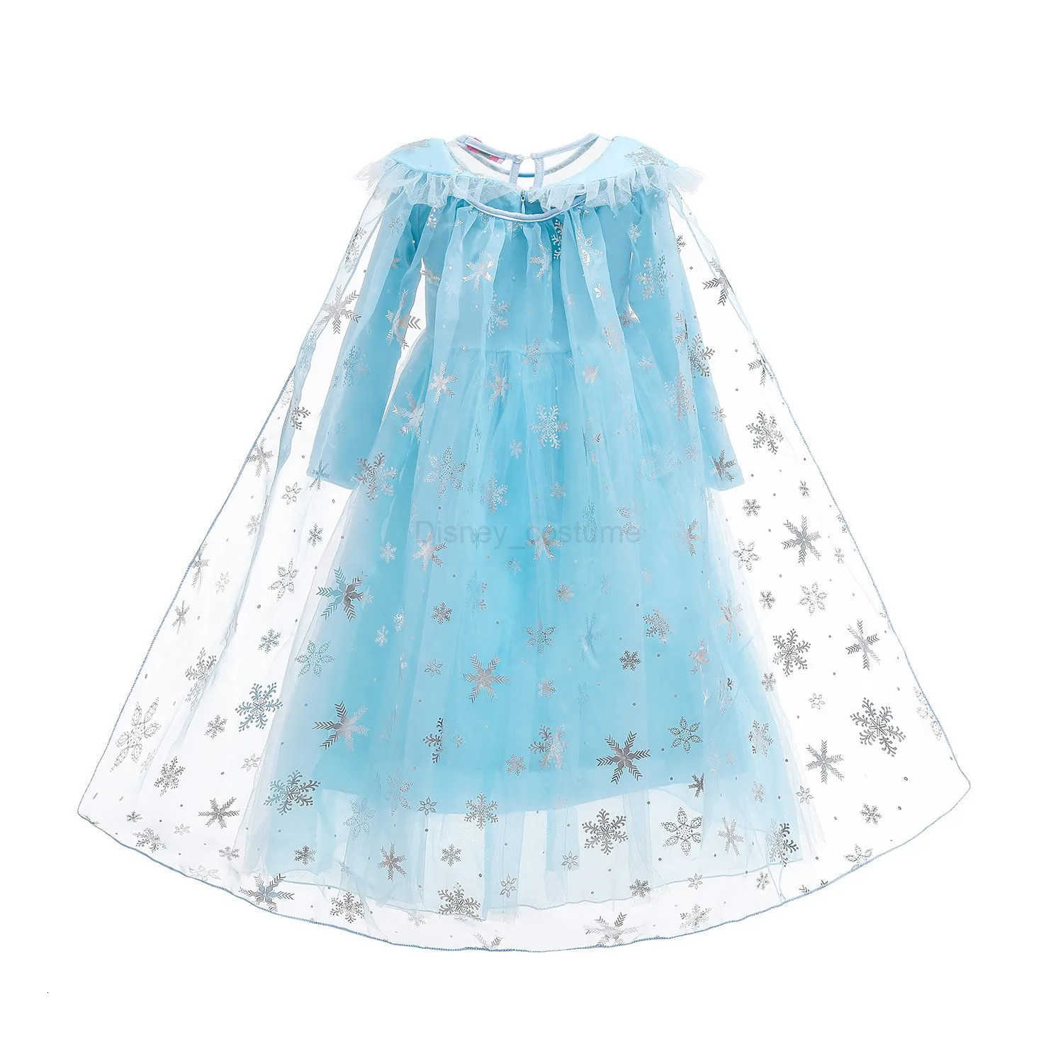 Disney Frozen Girls Elsa Cosplay Long Sleeves Dress Fancy Costume Girl Snow Queen Halloween Birthday Party Children Princess Clothes H251013