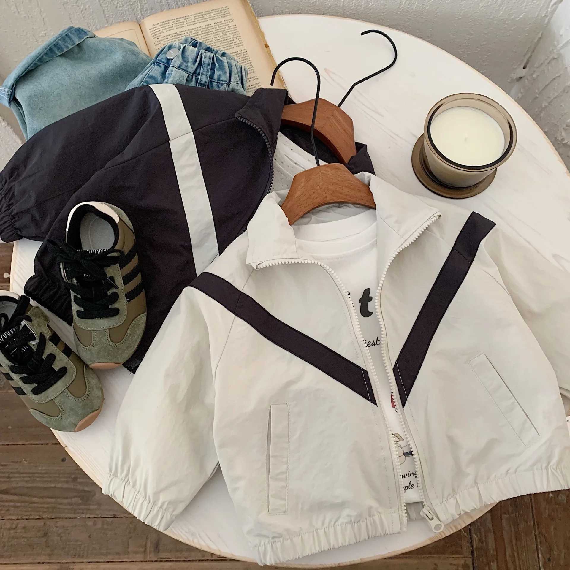 Autumn Toddler Boys Jacket New Turn Down Collar Splicing Color Baby Boys Coats Long Sleeves Versatile Kids Baby Boys Outerwear C251013