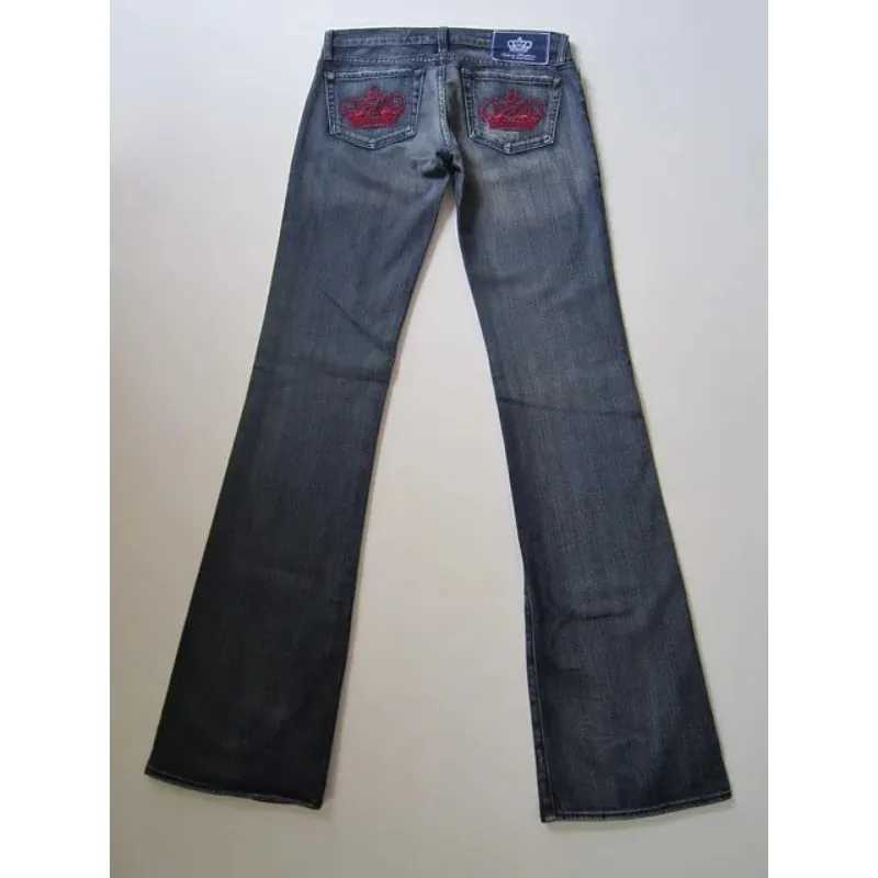 Harajuku Y2K crown graphic pocket embroidery high quality oversized jeans for women high street slim sexy casual straight pantsT251013