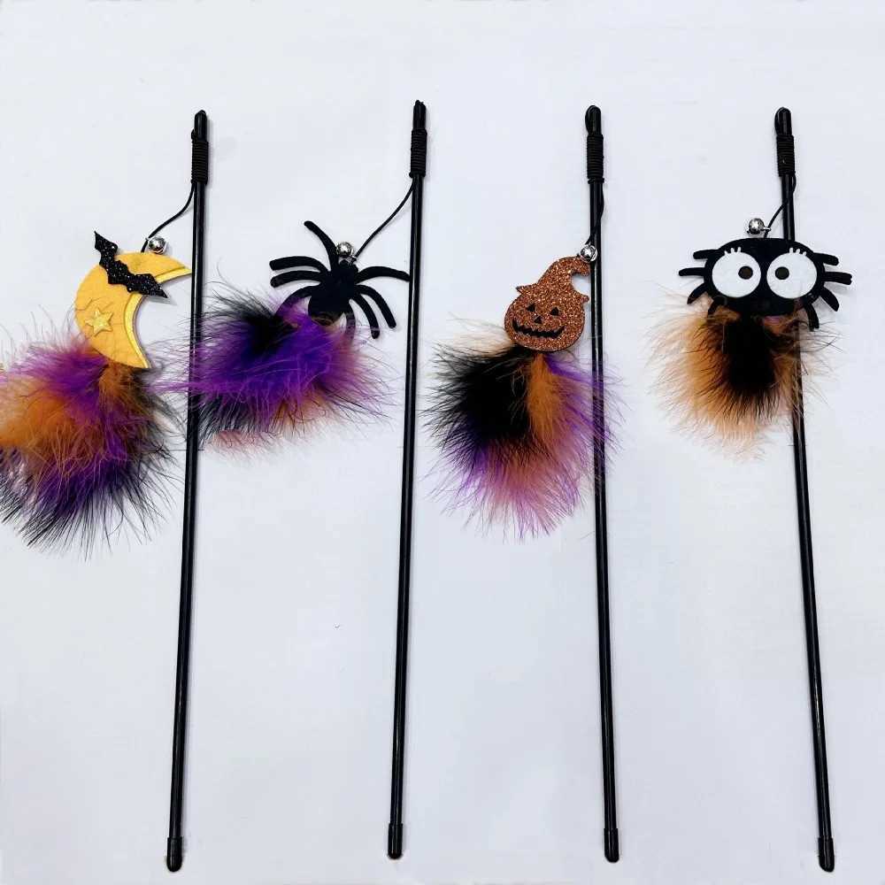 Cat Toy Funny Cat Stick Halloween Pet Toy Pumpkin Ghost Spider Cat Toy Creative Interactive Indoor Toy Gift Pet holiday supplies C251013